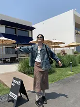 ヴィンテージウォッシュ加工の多ポケットデニムジャケット【レディース・秋冬用・ゆったりデザイン】（セットアップ対応）