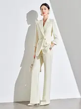 大人の女性向け 休闲スーツ【薄手・鵝黄色・洗練されたシルエット】（セットアップ対応）