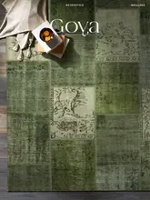 ラグ ヴィンテージ 上品 洗える 拭ける グリーン リビング ベッドサイド 寝室「Goya」
