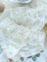 フラワー柄のノンビリ感あるレース付き女性用三角パンツ【極上の柔らかさ・大きいサイズ】