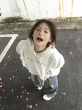 コットン製 アメリカンレトロ レディースフード付きスウェットシャツ【秋用・ルーズフィット・小柄向け】