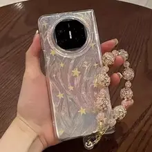 華為 MateX6 対応 スマホケース【高級感のある流光星星グラデーション・個性的なデザイン・落下防止】