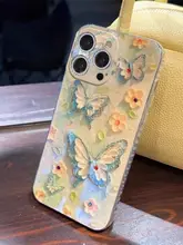 ブルーライト水晶バタフライデザインのスマートフォンケース【透明・vivo及びiqoo各機種対応】