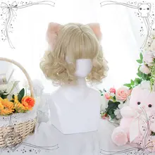 可愛らしい短い巻き髪のロリータウィッグ【全頭タイプ・自然なスタイル・バラデザイン】
