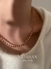 天然紅瑪瑙ネックレス【新中華風・重ね着けに最適・S925純銀】