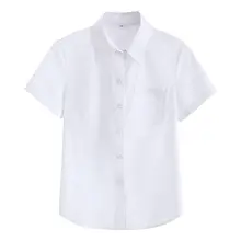 シンプルな白シャツ【夏用・長袖・ショートスリーブ・JKスタイル・ルーズフィット】