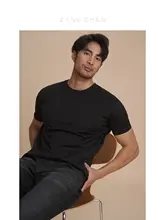 ZINGCHEN メンズホワイトショートスリーブTシャツ【夏用・コットン100％・クルーネック・無地】