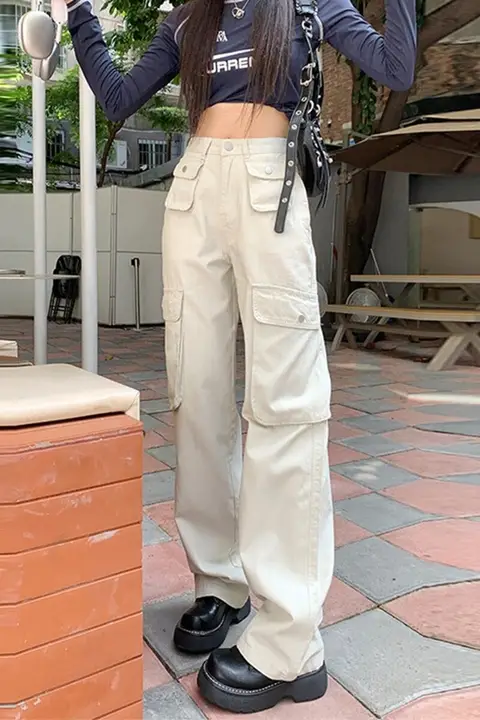 Aros 白色 ワークパンツ レディース【アメリカンヴィンテージ・多ポケット・小柄向け・テーパード】
