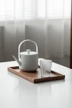 ブラックウォールナット製 長方形トレイ【飲み物用・カフェ・家庭用】