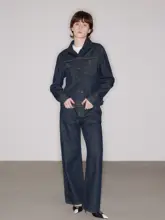 ヴィンテージ風ウォッシュ加工デニムジャケット【ルーズフィット・パンツ付き】（セットアップ対応）