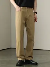 日本のシンプルさ カーキ ストレートカジュアルパンツ