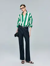 ストライプデザインの半袖カシュクールシャツ【フレンチカラーデザイン・ドレープ袖】