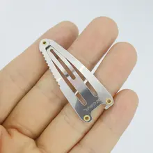 不鏡鋼製の多機能ツール バーガー付きヘアクリップ【アウトドア・耐久性あり・開瓶器・定規・ノコギリ付き】