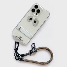 茶色と黒のアイシリーズ スマホストラップ【アウトドア用・防紛失リング・付き】【セットアップ対応】