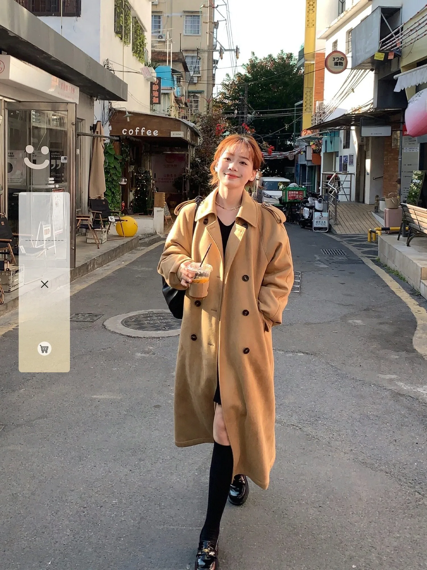 おしゃれなカキ色ロングコート【冬用・女性用・小柄向け】 春コーデに最適なアイテム