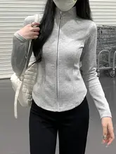 白色の高級感漂うフィット感のあるTシャツカーディガン【春用・ジッパーデザイン】