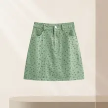 女性用 夏用 スウィートフラワープリント Aライン ミニスカート【ハイウエスト・シェイプアップ効果・トレンド】（セットアップ対応）