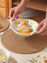 リネン調編み防熱マット【高温耐性・テーブル用・皿や鍋置き】