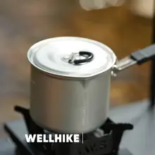 WELLHIKE 超軽量ソロ用折りたたみ登山用小鍋【キャンプ用・バーナーセットアップ対応】