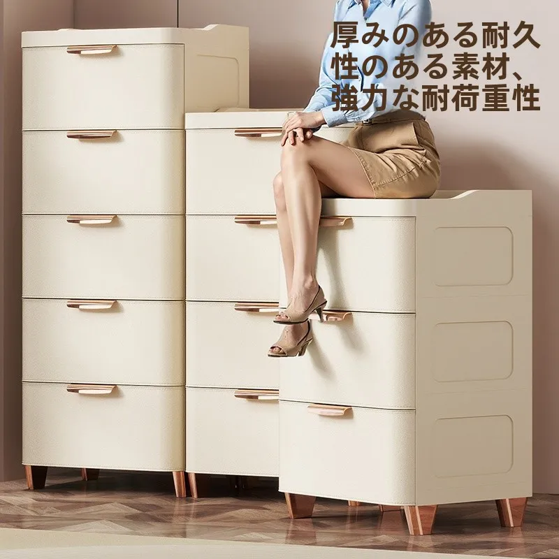 隙間収納引き出し付きラック：奥行きのあるクローゼットに最適な壁寄せ収納の設計例