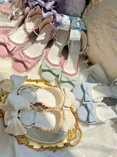 高めの太ヒール ロリータ風 サマーサンダル【女性用・カジュアル・柔らかい履き心地】