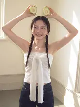 法式セクシーリボン付きチューブトップキャミソール【春夏用・上品デザイン】