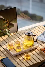 ティーセット 功夫茶カップ 家庭用 耐熱 温度 こし器 茶の分離 ティーポット 小型 シングルポット ティートレイ