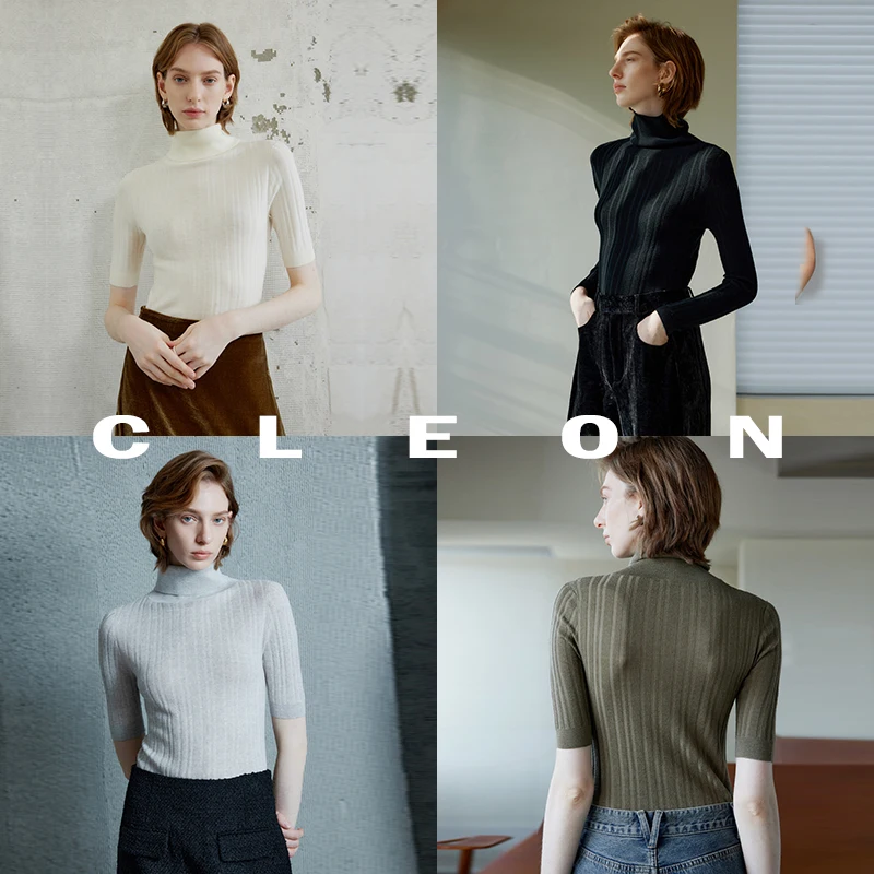 CLEON 18ゲージ リブウールニット ハイネック長袖トップス【フィットデザイン・秋冬用】 春コーデ レディース おすすめアイテム