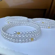 天然淡水パールの多重ブレスレット【極上の光沢・ほぼ無傷・ファッションアイテム】