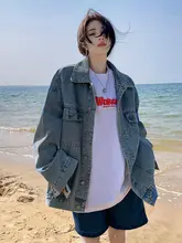 デニムオーバーサイズジャケット【レディース・春秋冬用・カジュアル・ゆったりデザイン】
