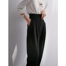 ワイドパンツ スラックス レディース ハイウエスト ドレープ ストレート フルレングス ブラック 着痩せ 通勤 きれいめ 秋「LIMONN」
