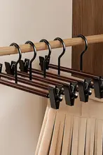 ベイマツ製 鉄製パンツハンガー【クローゼット内吊り下げ用・スカート・パンツ用クリップ付き】