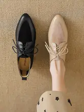 本革レースアップポインテッドトゥローファーシューズ【春秋用・ソフトレザー・低ヒール】