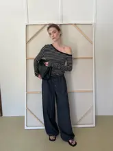 トレンドのローウエストドローストリングデザイン・ワイドパンツ【カジュアル・ロング丈】