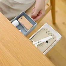 デスク下に貼り付けられる引き出し式ペン立て【隠し収納・文房具用】