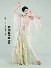 華やかなデザインの女性用中国舞踊服【古風・優雅なスカート・演出用】
