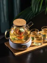 ガラス花茶壺 茶器セット 花茶用 耐熱 加厚デザイン