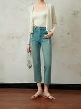 9分デニムパンツ 女性 高弾力 ライクラ ハイウエスト スリム ストレートパンツ スリム効果