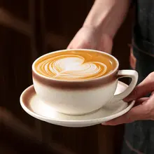 日本製 陶器カフェカップ＆プレート【マット仕上げ・多色釉・アメリカンラテ用】（セットアップ対応）