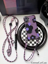 調整可能なストラップ付きショルダースマホケース【透紫色・iPhone対応・シンプルデザイン】