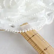 パールの装飾付きシフォンリボン【手作り・フリルレース・DIY衣装用】