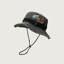男女兼用 ヴィンテージ風フィッシャーハット【ドローコード・大きなつば・アウトドア・キャンプ・登山用】