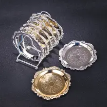 欧風レトロデザインのカクテルコースター【亜鉛合金製・銀メッキ仕上げ】