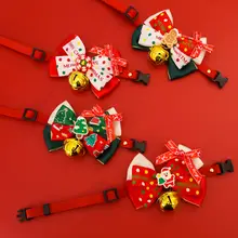 ペットクリスマスリボン飾り【猫用・犬用・鈴付き・フォトプロップス】