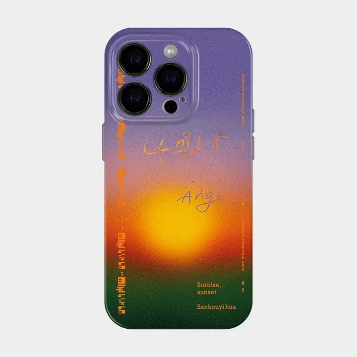 日没の山海をテーマにしたiPhone用ケース【デザイン性の高いアート風・個性的・軽やか】