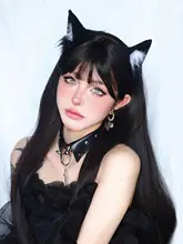 ロリータスタイルのロングストレートウィッグ【前髪あり・黒色・日常使用・ゴシック風】