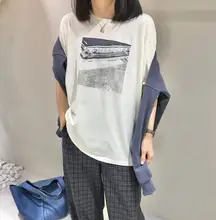 ユニセックス ビッグサイズのコットンラウンドネック半袖Tシャツ【ゆったりシルエット・学生向け】