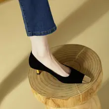 黒色デザインヒール レディースサンダル【フランス風・金属ヒール】