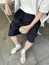 ハーフパンツ メンズ カーゴ ルーズ シンプル 無地 ネイビー 夏 カジュアル ストリート