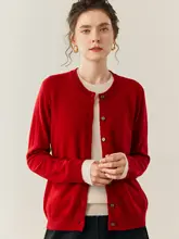 厚手のクルーネックニットカーディガン【女性用・極上の柔らかさ・シンプルデザイン】（セットアップ対応）